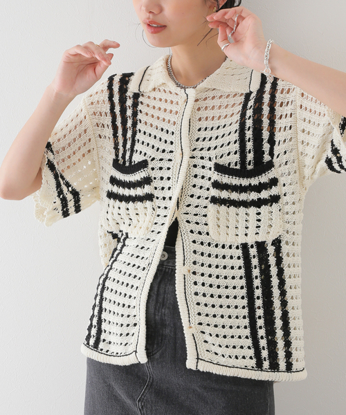 SLOBE citron.（スローブシトロン）の「SLOBE citron.クロシェシャツ（ニット/セーター・レディース・ホワイト/アイボリー・FREE）」の8枚目の写真