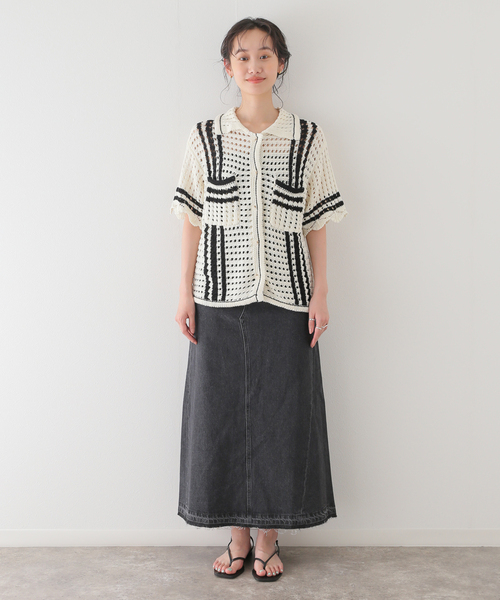 SLOBE citron.（スローブシトロン）の「SLOBE citron.クロシェシャツ（ニット/セーター・レディース・ホワイト/アイボリー・FREE）」の4枚目の写真