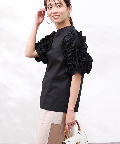 Chez toi（シェトワ）の「フリルスリーブブラウス（シャツ/ブラウス・レディース・オフホワイト/ブラック/サックスブルー・FREE）」の16枚目の写真