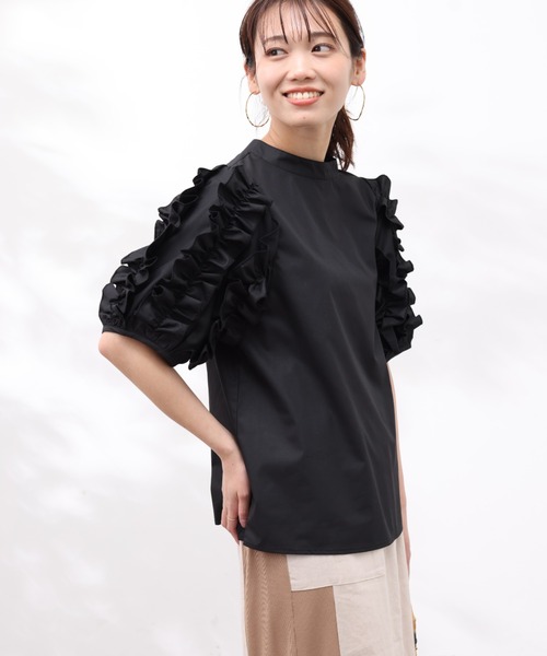 Chez toi（シェトワ）の「フリルスリーブブラウス（シャツ/ブラウス・レディース・オフホワイト/ブラック/サックスブルー・FREE）」の18枚目の写真