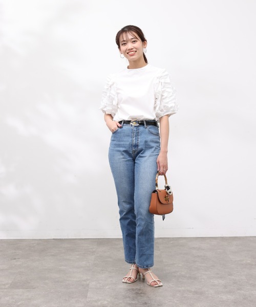 Chez toi（シェトワ）の「フリルスリーブブラウス（シャツ/ブラウス・レディース・オフホワイト/ブラック/サックスブルー・FREE）」の11枚目の写真