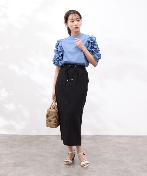 Chez toi（シェトワ）の「フリルスリーブブラウス（シャツ/ブラウス・レディース・オフホワイト/ブラック/サックスブルー・FREE）」の15枚目の写真