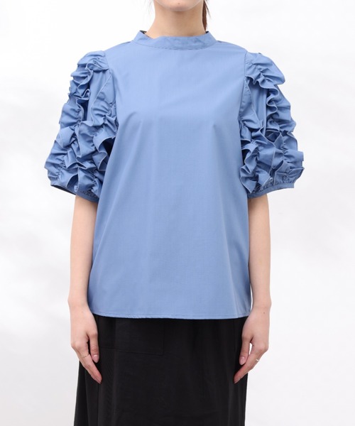 Chez toi（シェトワ）の「フリルスリーブブラウス（シャツ/ブラウス・レディース・オフホワイト/ブラック/サックスブルー・FREE）」の20枚目の写真