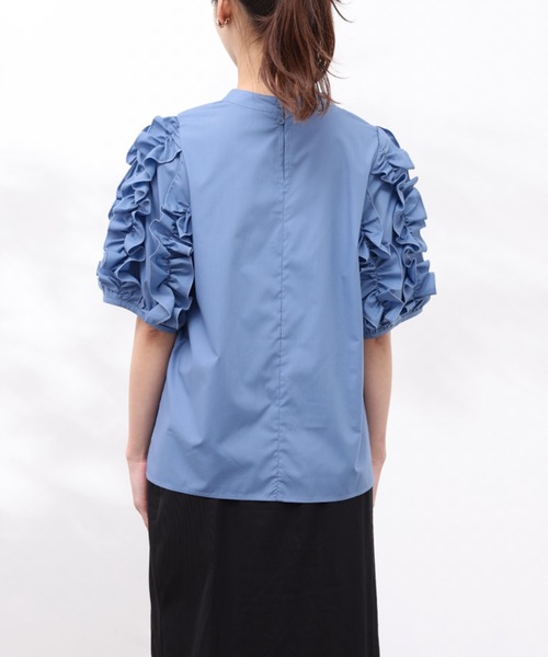 Chez toi（シェトワ）の「フリルスリーブブラウス（シャツ/ブラウス・レディース・オフホワイト/ブラック/サックスブルー・FREE）」の21枚目の写真