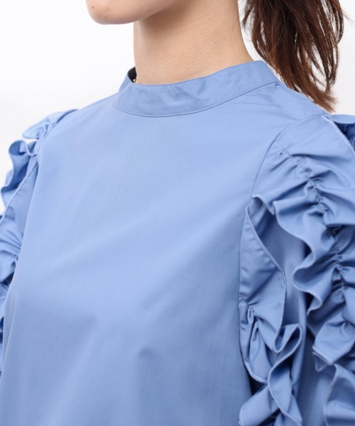 Chez toi（シェトワ）の「フリルスリーブブラウス（シャツ/ブラウス・レディース・オフホワイト/ブラック/サックスブルー・FREE）」の22枚目の写真