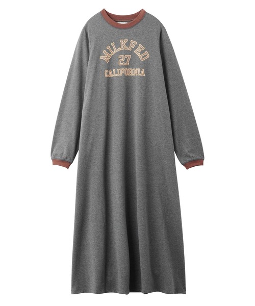 MILKFED.(ミルクフェド)の「COLLEGE LOGO DRESS(ワンピース・レディース・ネイビー/チャコール・ONE SIZE)」の1枚目の写真