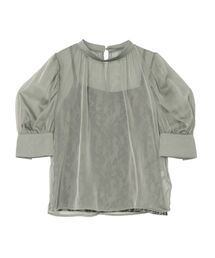 ハーフスリーブレースキャミシアーブラウス