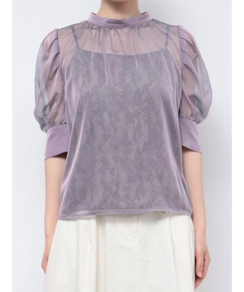 LAGUNAMOON（ラグナムーン）の「ハーフスリーブレースキャミシアーブラウス（シャツ/ブラウス・レディース・ラベンダー/ブラック/グリーン・FREE）」の4枚目の写真