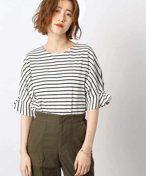 grove（グローブ）の「◆きれいもカジュアルも！ひんやりタックドルマンTシャツ（Tシャツ/カットソー・レディース・ブルー/アイボリー/スミクロ/モカ/ホワイト系5・02/03/01/05/04）」の3枚目の写真