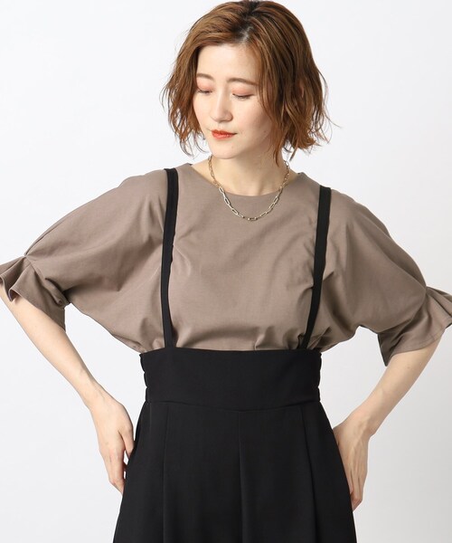 grove（グローブ）の「◆きれいもカジュアルも！ひんやりタックドルマンTシャツ（Tシャツ/カットソー・レディース・ブルー/アイボリー/スミクロ/モカ/ホワイト系5・02/03/01/05/04）」の4枚目の写真