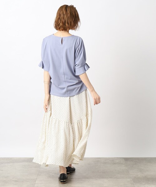 grove（グローブ）の「◆きれいもカジュアルも！ひんやりタックドルマンTシャツ（Tシャツ/カットソー・レディース・ブルー/アイボリー/スミクロ/モカ/ホワイト系5・02/03/01/05/04）」の9枚目の写真
