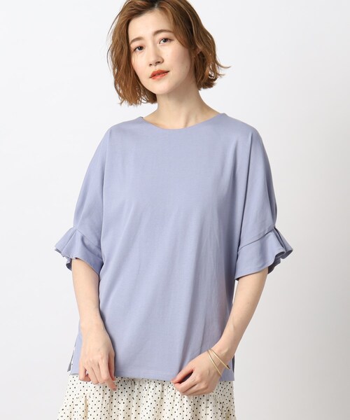 grove（グローブ）の「◆きれいもカジュアルも！ひんやりタックドルマンTシャツ（Tシャツ/カットソー・レディース・ブルー/アイボリー/スミクロ/モカ/ホワイト系5・02/03/01/05/04）」の14枚目の写真