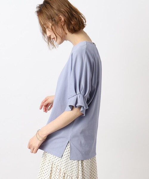 grove（グローブ）の「◆きれいもカジュアルも！ひんやりタックドルマンTシャツ（Tシャツ/カットソー・レディース・ブルー/アイボリー/スミクロ/モカ/ホワイト系5・02/03/01/05/04）」の15枚目の写真