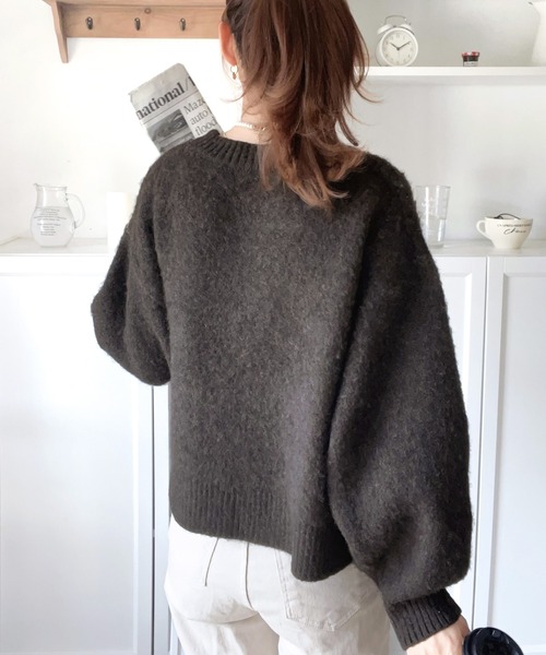 mily bilet（ミウィビレット）の「【mily bilet】１枚でキマるニット ダブルジャガードシャギープルオーバー（ニット/セーター・レディース・ブラウン/ベージュ/グレー・LARGE/X-LARGE/MEDIUM/SMALL）」の5枚目の写真