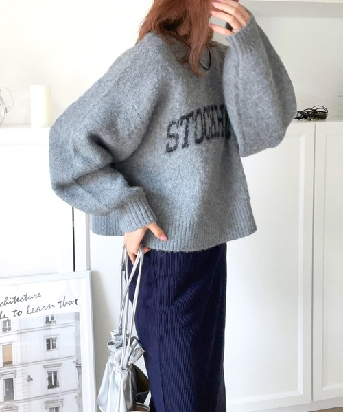 mily bilet（ミウィビレット）の「【mily bilet】１枚でキマるニット ダブルジャガードシャギープルオーバー（ニット/セーター・レディース・ブラウン/ベージュ/グレー・LARGE/X-LARGE/MEDIUM/SMALL）」の10枚目の写真