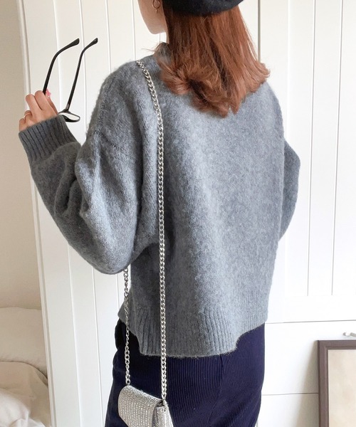 mily bilet（ミウィビレット）の「【mily bilet】１枚でキマるニット ダブルジャガードシャギープルオーバー（ニット/セーター・レディース・ブラウン/ベージュ/グレー・LARGE/X-LARGE/MEDIUM/SMALL）」の11枚目の写真