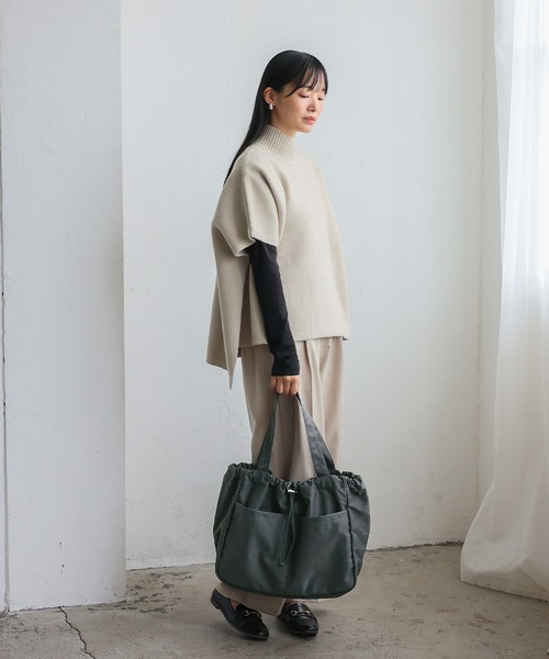 VitaFelice（ヴィータフェリーチェ）の「フロントポケット2typeトートバッグ 巾着バッグ（トートバッグ・レディース・ブラック/チャコール/モカ/ブラック系その他/ブラウン系その他/ブラック系その他2・FREE）」の20枚目の写真