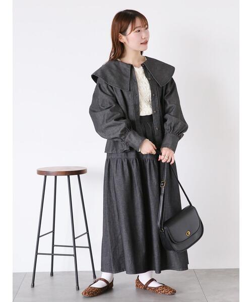 ehka sopo（エヘカソポ）の「デニムティアードスカート（スカート・レディース・ネイビー/サックスブルー/ブラック・F）」の9枚目の写真