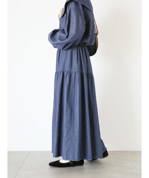 ehka sopo（エヘカソポ）の「デニムティアードスカート（スカート・レディース・ネイビー/サックスブルー/ブラック・F）」の19枚目の写真