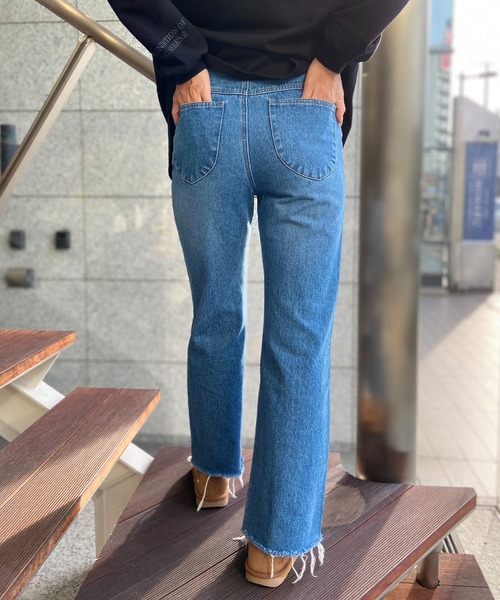 ムラサキスポーツ(ムラサキスポーツ)の「RIKKA FEMME/リッカファム ロンパン デニムパンツ RF23FW22(デニムパンツ・レディース・インディゴブルー/ライトインディゴブルー・S/M/L)」の9枚目の写真