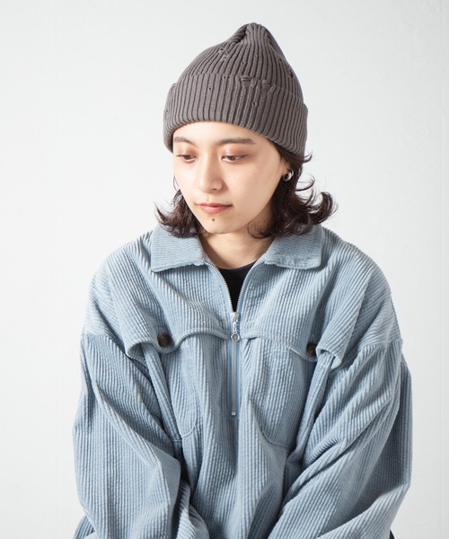 RACAL(ラカル)の「Ripped Cotton Knit Watch / ダメージ加工風編み柄ニットワッチ(ニットキャップ/ビーニー・レディース・ブラック/グレー/ブルー/ピンク/ベージュ/アイボリー・FREE)」の4枚目の写真