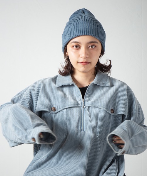 RACAL(ラカル)の「Ripped Cotton Knit Watch / ダメージ加工風編み柄ニットワッチ(ニットキャップ/ビーニー・レディース・ブラック/グレー/ブルー/ピンク/ベージュ/アイボリー・FREE)」の10枚目の写真