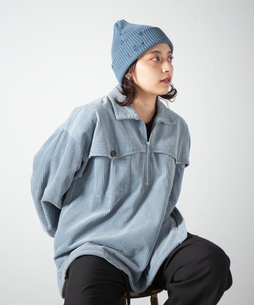 RACAL(ラカル)の「Ripped Cotton Knit Watch / ダメージ加工風編み柄ニットワッチ(ニットキャップ/ビーニー・レディース・ブラック/グレー/ブルー/ピンク/ベージュ/アイボリー・FREE)」の12枚目の写真