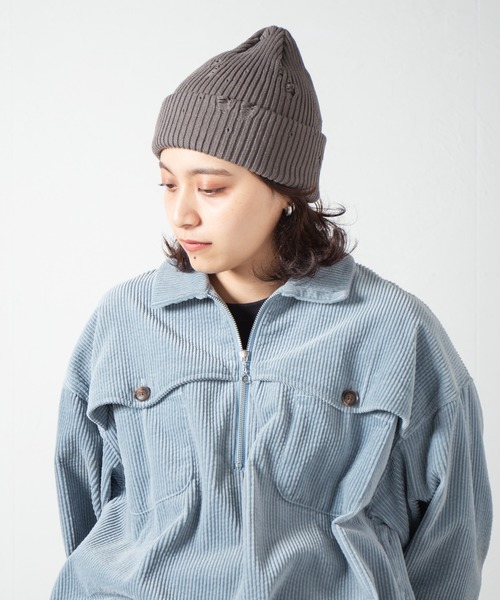 RACAL(ラカル)の「Ripped Cotton Knit Watch / ダメージ加工風編み柄ニットワッチ(ニットキャップ/ビーニー・レディース・ブラック/グレー/ブルー/ピンク/ベージュ/アイボリー・FREE)」の20枚目の写真