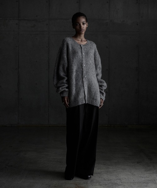 CALLNE（カルネ）の「【CALLNE】 Mohairmix Shaggyknit Cardigan  / モヘア混シャギーニットカーディガン（カーディガン/ボレロ・メンズ・グレー/ブラック/シルバーグレー・L/M）」の12枚目の写真