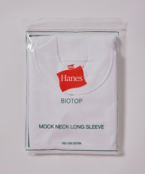 HANES(ヘインズ)の「UNISEX【Hanes for BIOTOP】 EX USA コットン モックネック プルオーバー(Tシャツ/カットソー・メンズ・ホワイト/ブラック・S/M/XL/L)」の5枚目の写真