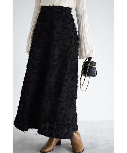 &. NOSTALGIA（アンドドットノスタルジア）の「【ZOZO限定】フリンジジャガードAラインスカート（スカート・レディース・ブラック/ピンクベージュ・FREE）」の9枚目の写真