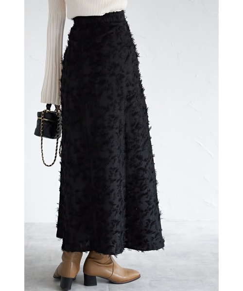 &. NOSTALGIA（アンドドットノスタルジア）の「【ZOZO限定】フリンジジャガードAラインスカート（スカート・レディース・ブラック/ピンクベージュ・FREE）」の10枚目の写真