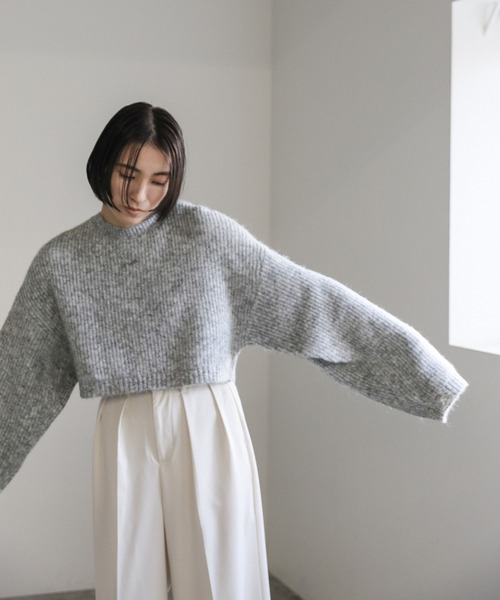 select MOCA(セレクトモカ)の「ウールライクショートニット(ニット/セーター・レディース・ベージュ/グレー/チャコールグレー・FREE)」の21枚目の写真