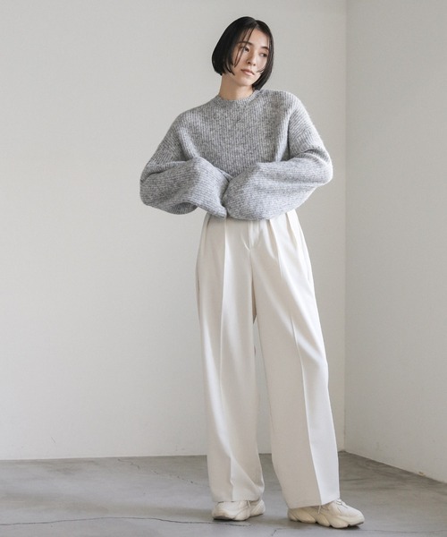 select MOCA(セレクトモカ)の「ウールライクショートニット(ニット/セーター・レディース・ベージュ/グレー/チャコールグレー・FREE)」の20枚目の写真