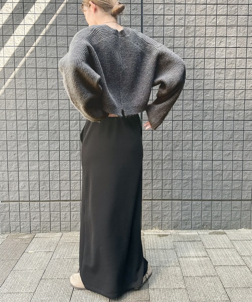 select MOCA(セレクトモカ)の「ウールライクショートニット(ニット/セーター・レディース・ベージュ/グレー/チャコールグレー・FREE)」の9枚目の写真