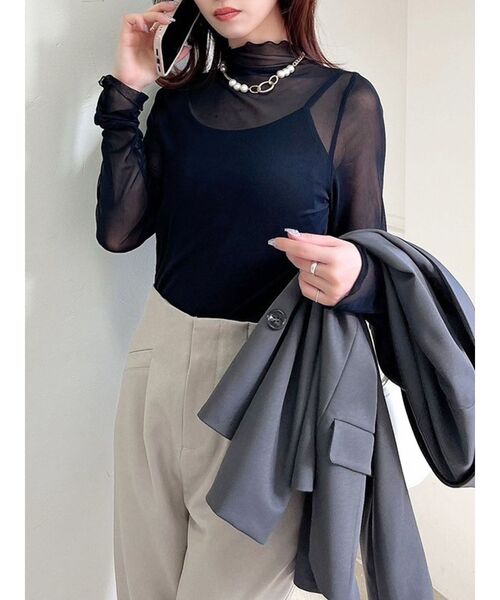 RESEXXY（リゼクシー）の「シアートップス（Tシャツ/カットソー・レディース・ブラック/アイボリー/グリーン・FREE）」の3枚目の写真