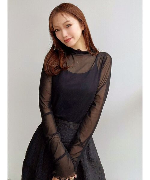 RESEXXY（リゼクシー）の「シアートップス（Tシャツ/カットソー・レディース・ブラック/アイボリー/グリーン・FREE）」の4枚目の写真