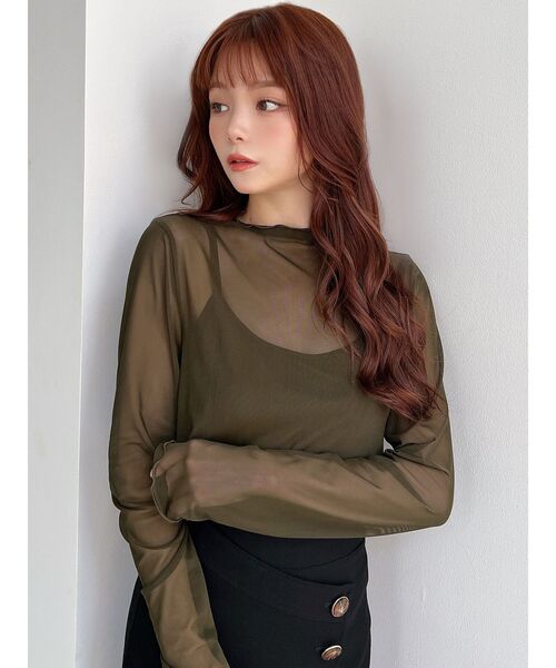 RESEXXY（リゼクシー）の「シアートップス（Tシャツ/カットソー・レディース・ブラック/アイボリー/グリーン・FREE）」の9枚目の写真