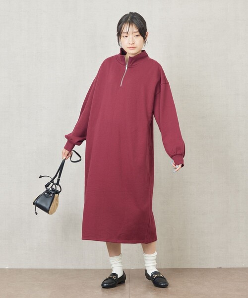 ヴィンテージUS古着︎✦︎赤紫 ピンク︎✦︎起毛カットソー︎✦︎ハーフジップロングワンピース FREAK'S STORE（フリークスストア）の「限定展開 裏起毛 ハーフジップ