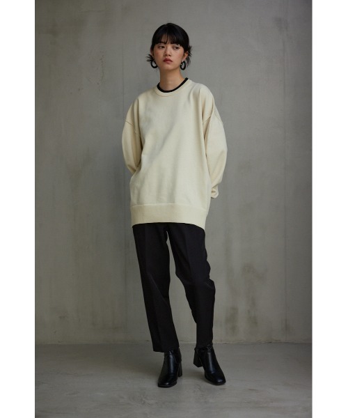 AZUL by moussy(アズールバイマウジー)の「スポンディッシュ配色クルーネックニットトップス(ニット/セーター・レディース・ブラック/アイボリー/ブルー・MEDIUM/SMALL)」の6枚目の写真