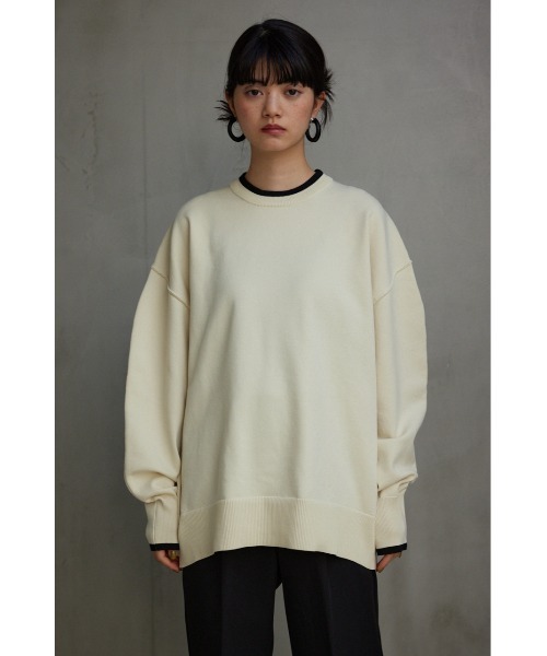 AZUL by moussy(アズールバイマウジー)の「スポンディッシュ配色クルーネックニットトップス(ニット/セーター・レディース・ブラック/アイボリー/ブルー・MEDIUM/SMALL)」の7枚目の写真