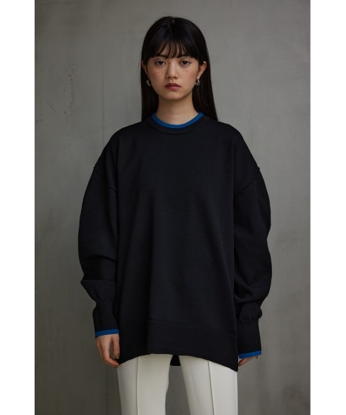 AZUL by moussy(アズールバイマウジー)の「スポンディッシュ配色クルーネックニットトップス(ニット/セーター・レディース・ブラック/アイボリー/ブルー・MEDIUM/SMALL)」の16枚目の写真