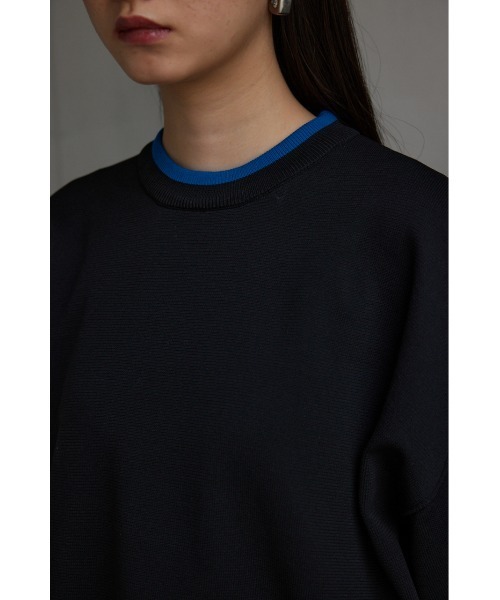 AZUL by moussy(アズールバイマウジー)の「スポンディッシュ配色クルーネックニットトップス(ニット/セーター・レディース・ブラック/アイボリー/ブルー・MEDIUM/SMALL)」の19枚目の写真
