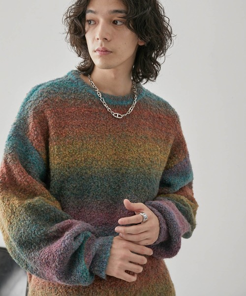 JUNRED（ジュンレッド）の「グラデーションニットプルオーバー（ニット/セーター・メンズ・グリーン/レッド/チャコールグレー・L/M/S）」の11枚目の写真