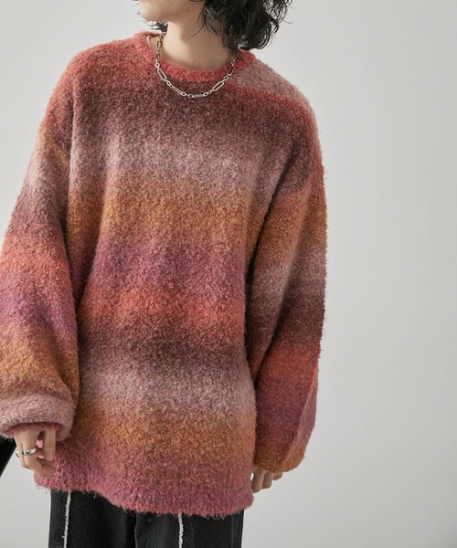 JUNRED（ジュンレッド）の「グラデーションニットプルオーバー（ニット/セーター・メンズ・グリーン/レッド/チャコールグレー・L/M/S）」の13枚目の写真