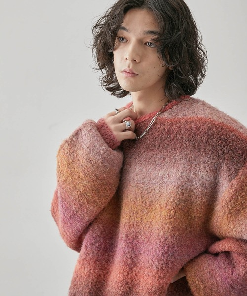 JUNRED（ジュンレッド）の「グラデーションニットプルオーバー（ニット/セーター・メンズ・グリーン/レッド/チャコールグレー・L/M/S）」の14枚目の写真