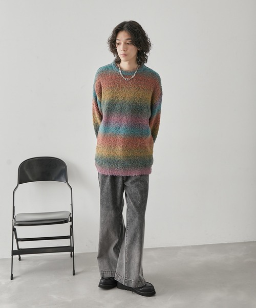 JUNRED（ジュンレッド）の「グラデーションニットプルオーバー（ニット/セーター・メンズ・グリーン/レッド/チャコールグレー・L/M/S）」の18枚目の写真