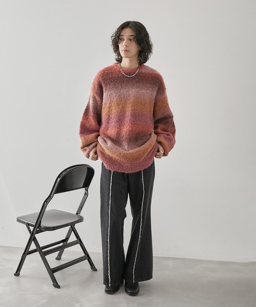 JUNRED（ジュンレッド）の「グラデーションニットプルオーバー（ニット/セーター・メンズ・グリーン/レッド/チャコールグレー・L/M/S）」の19枚目の写真