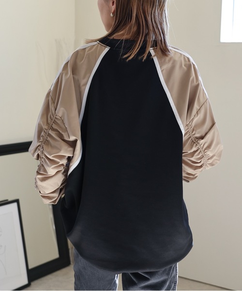 ULEULA(ウルア)の「ボリュームスリーブラインハイブリットスウェット(Tシャツ/カットソー・レディース・アイボリー/ブラック・FREE)」の16枚目の写真