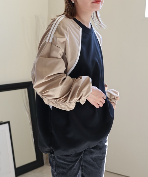 ULEULA(ウルア)の「ボリュームスリーブラインハイブリットスウェット(Tシャツ/カットソー・レディース・アイボリー/ブラック・FREE)」の18枚目の写真